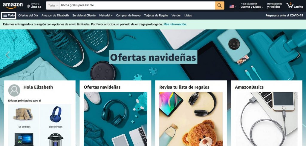 web de Amazon