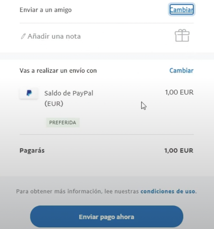 Enviar pago Paypal