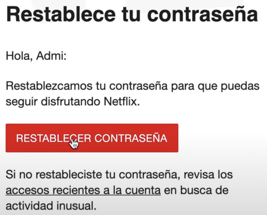 Recuperar contraseña Netflix