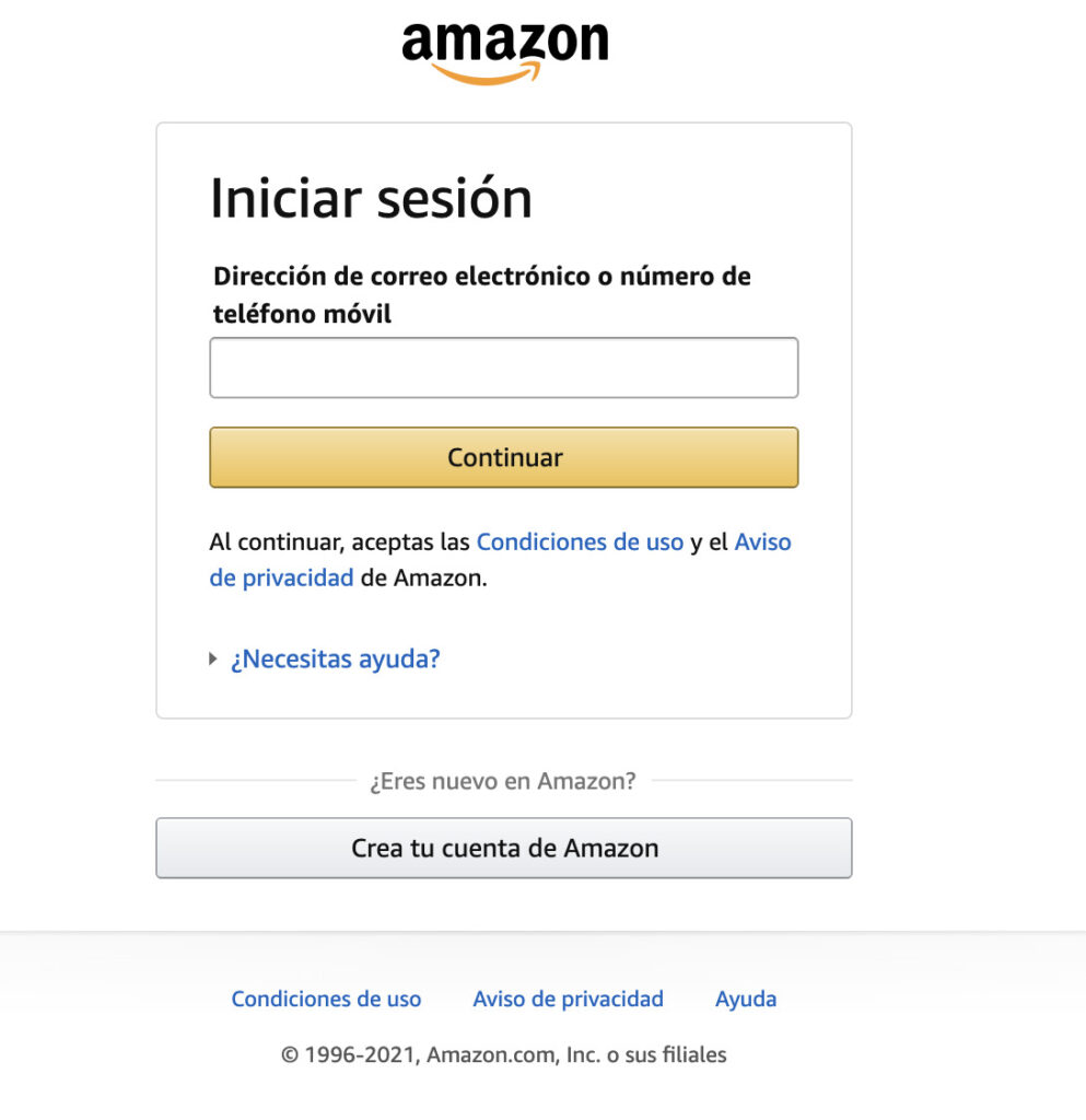 Iniciar sesión en Amazon